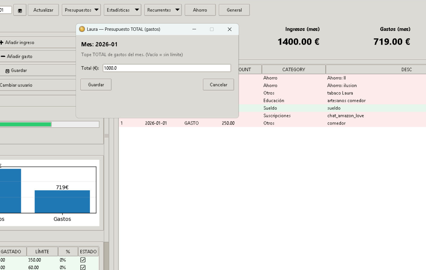 Captura de la interfaz de LAURA